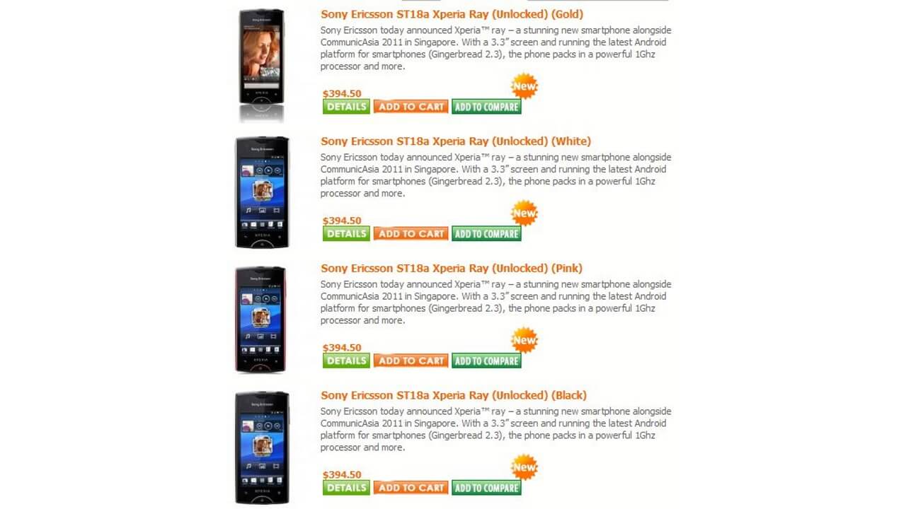 「Xperia Ray（ST18a）」発売中！