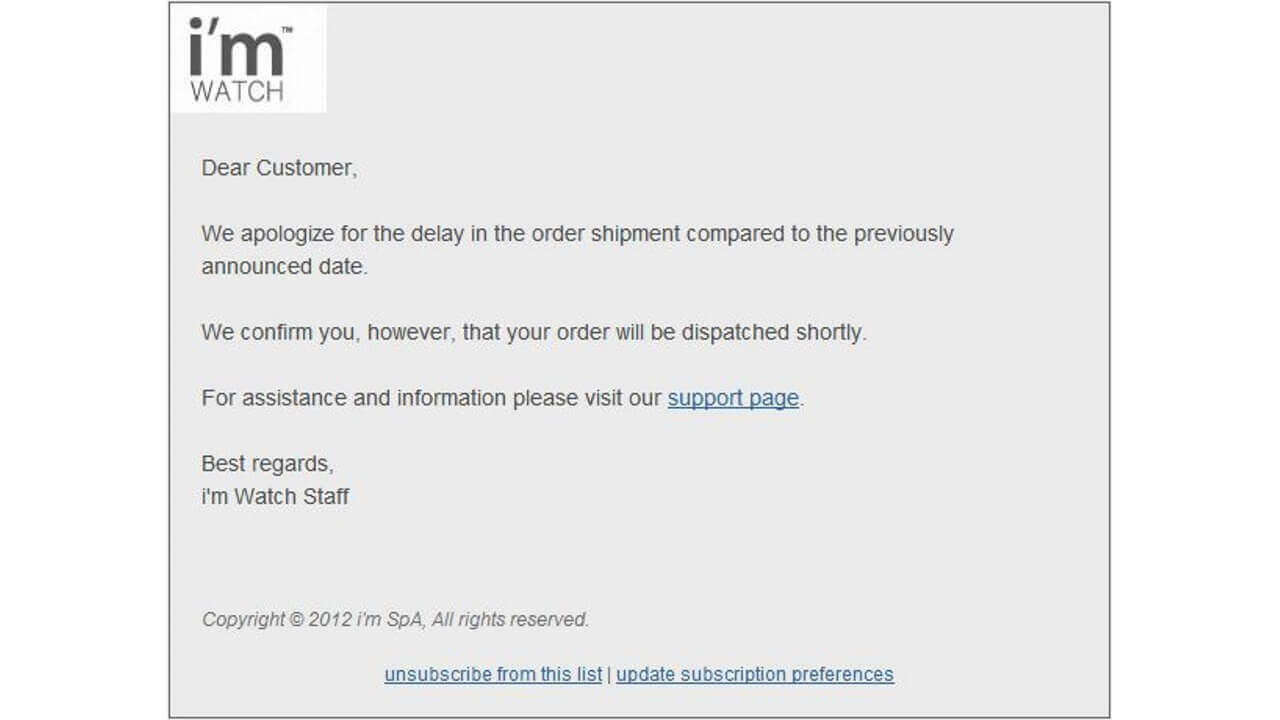 「i’m Watch」まだ出荷されてません