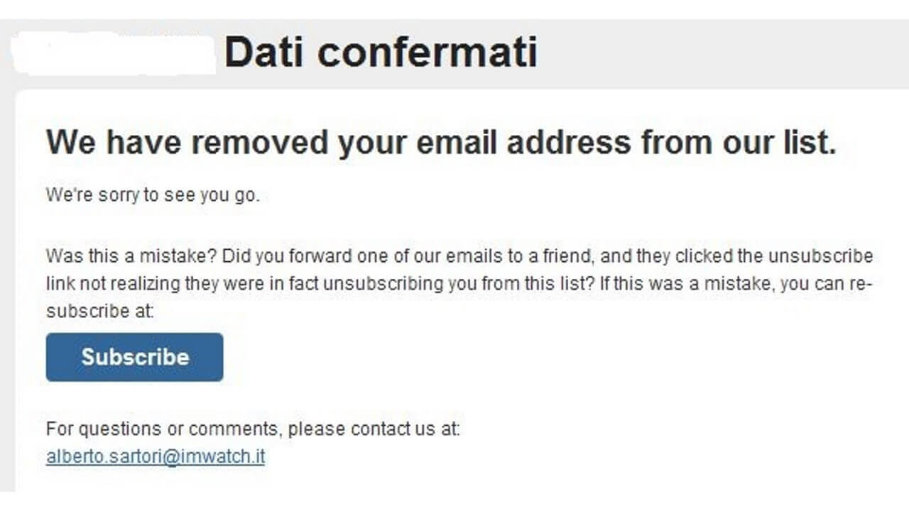 「i’m Watch」から恐ろしいメールが届きました