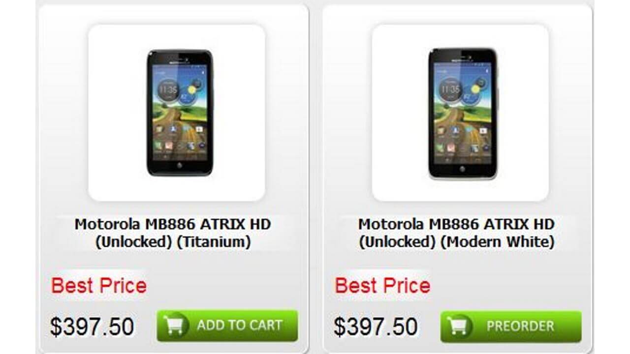 NegriでAT&Tロック解除版「Motorola ATRIX HD（MB886）」のプレオーダー・販売開始