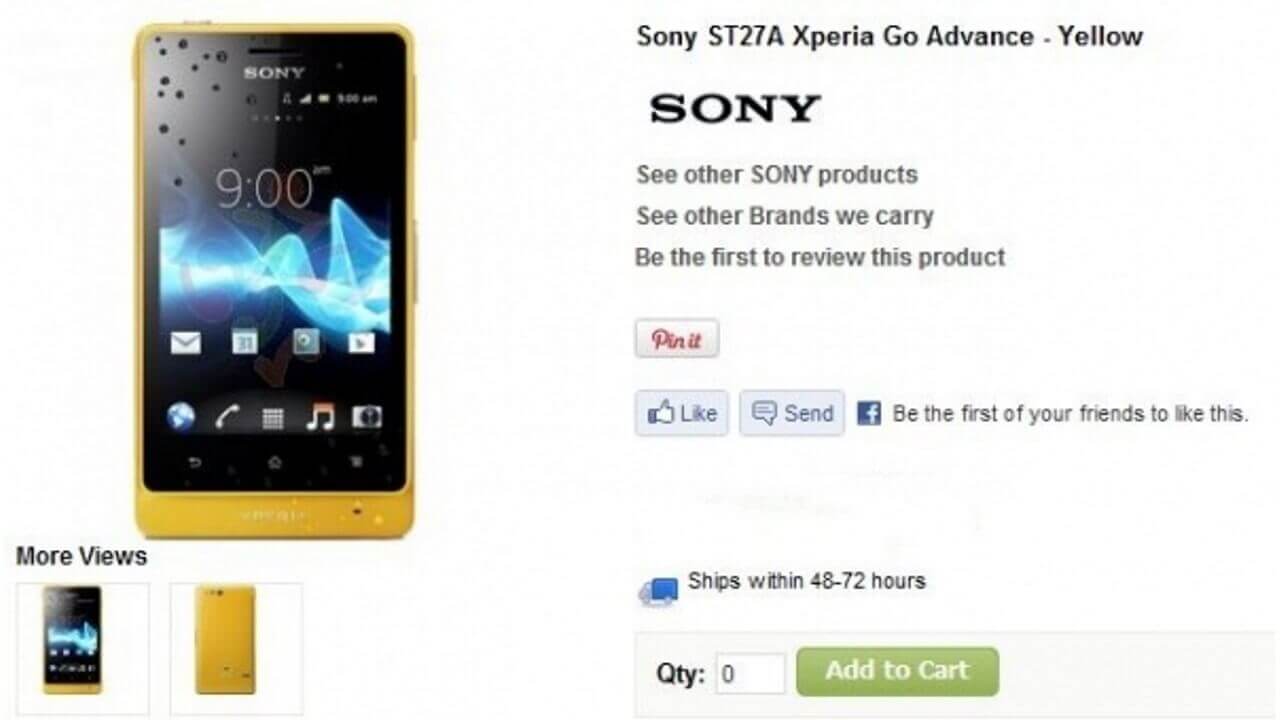 あった！「Xperia Advance」 ST27aのYELLOWカラー