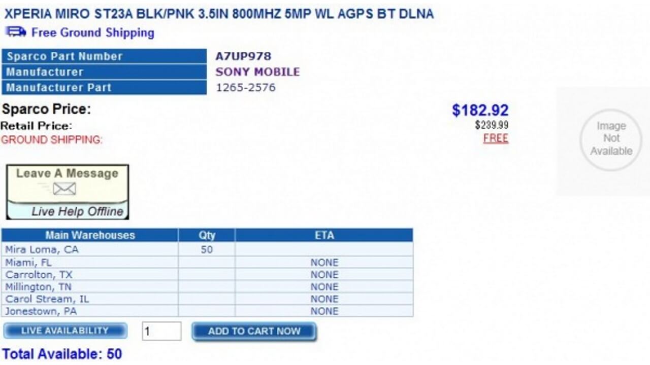北米版Xperia miro ST23aが手配可能になりました