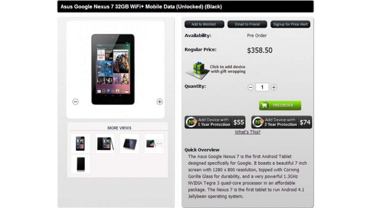 Negri、Nexus 7 3G対応版の予約開始