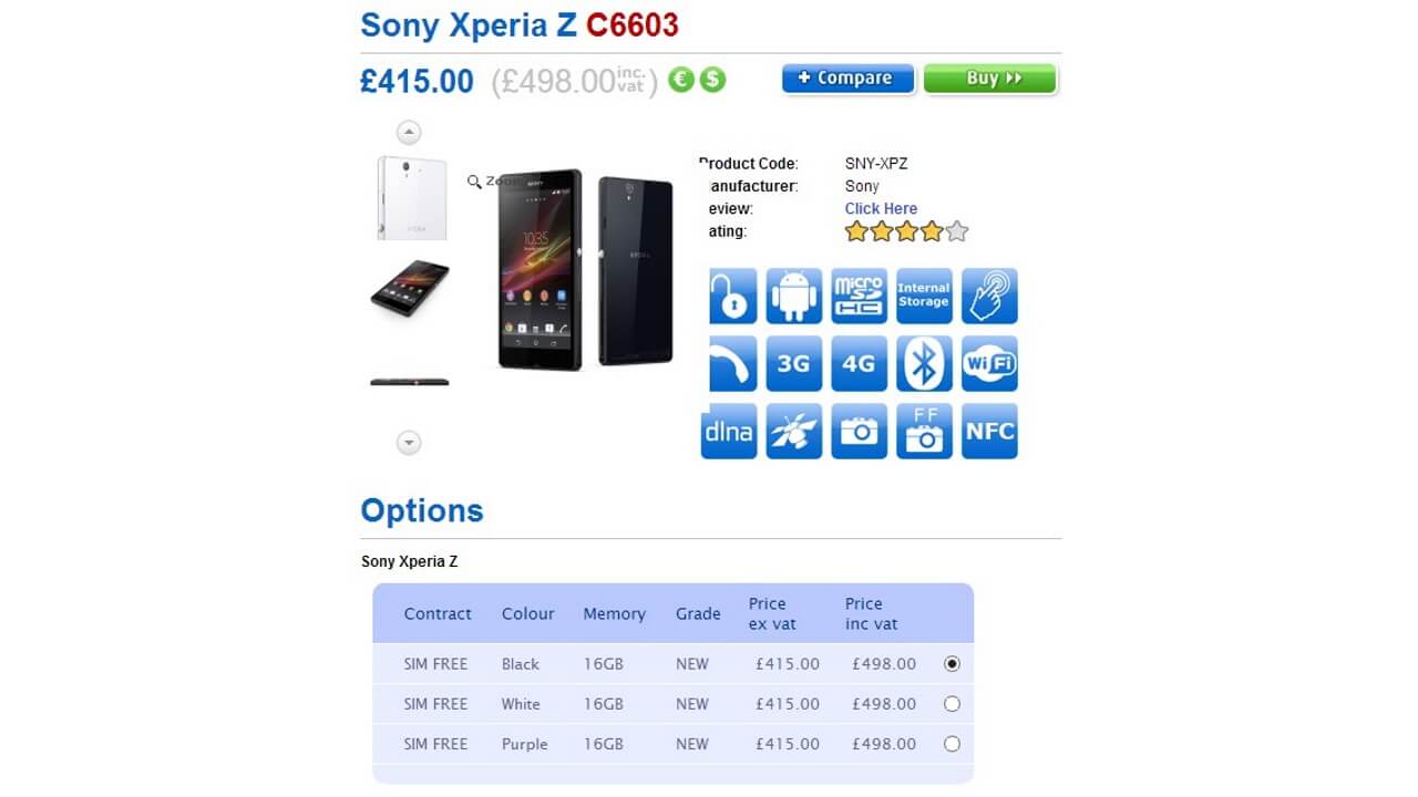 英国でXperia Z C6603のPURPLEが発売