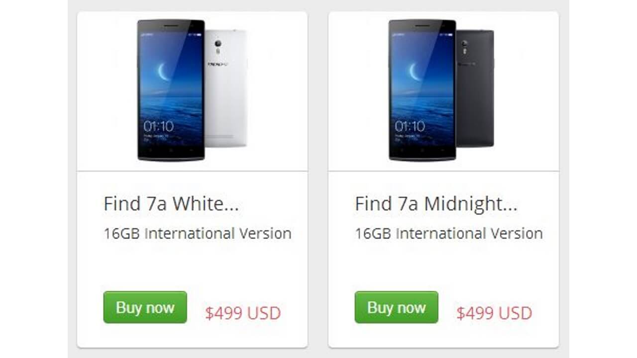 OPPO Find 7a International Version(X9006)のステータスが復活現在オーダー可能