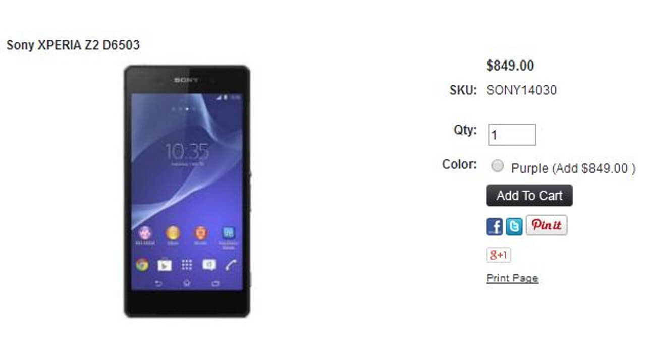 1ShopMobile、Xperia Z2 D6503 PURPLE発売