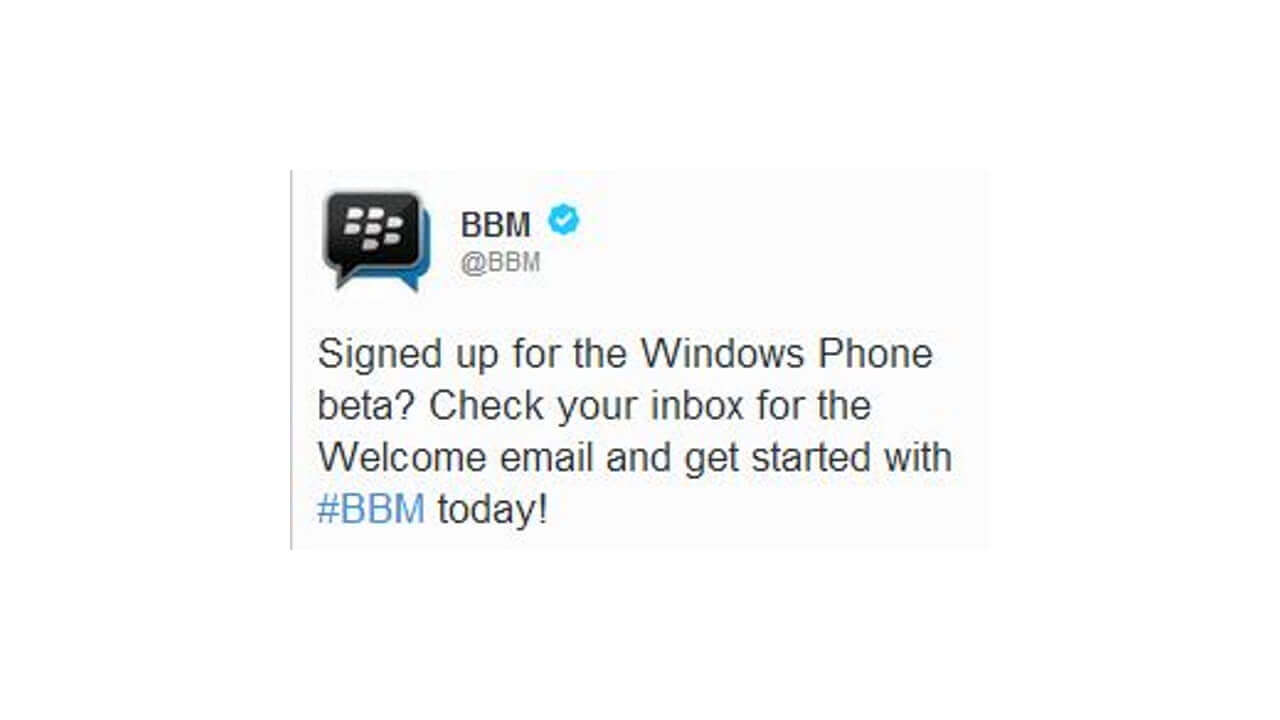 Windows Phone OS用BBM β版（v1.0）がディベロッパー向けに限定配信開始