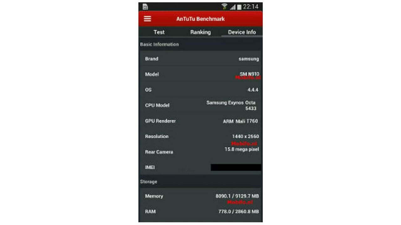Exynos 5433搭載Galaxy Note 4 SM-N910がAnTuTuに登場