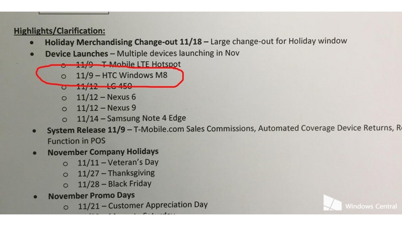 米T-Mobileのリリースデータが流出