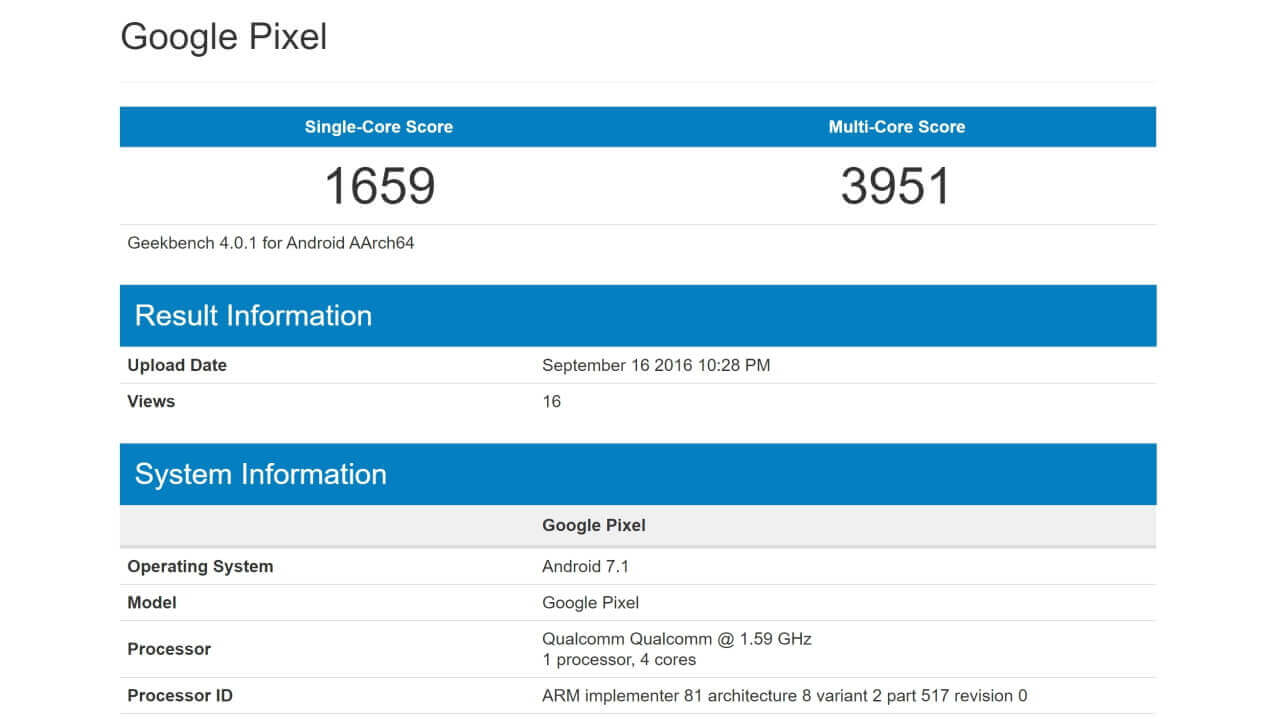 Android 7.1搭載「Google Pixel（Marlin）」ベンチマーク登場