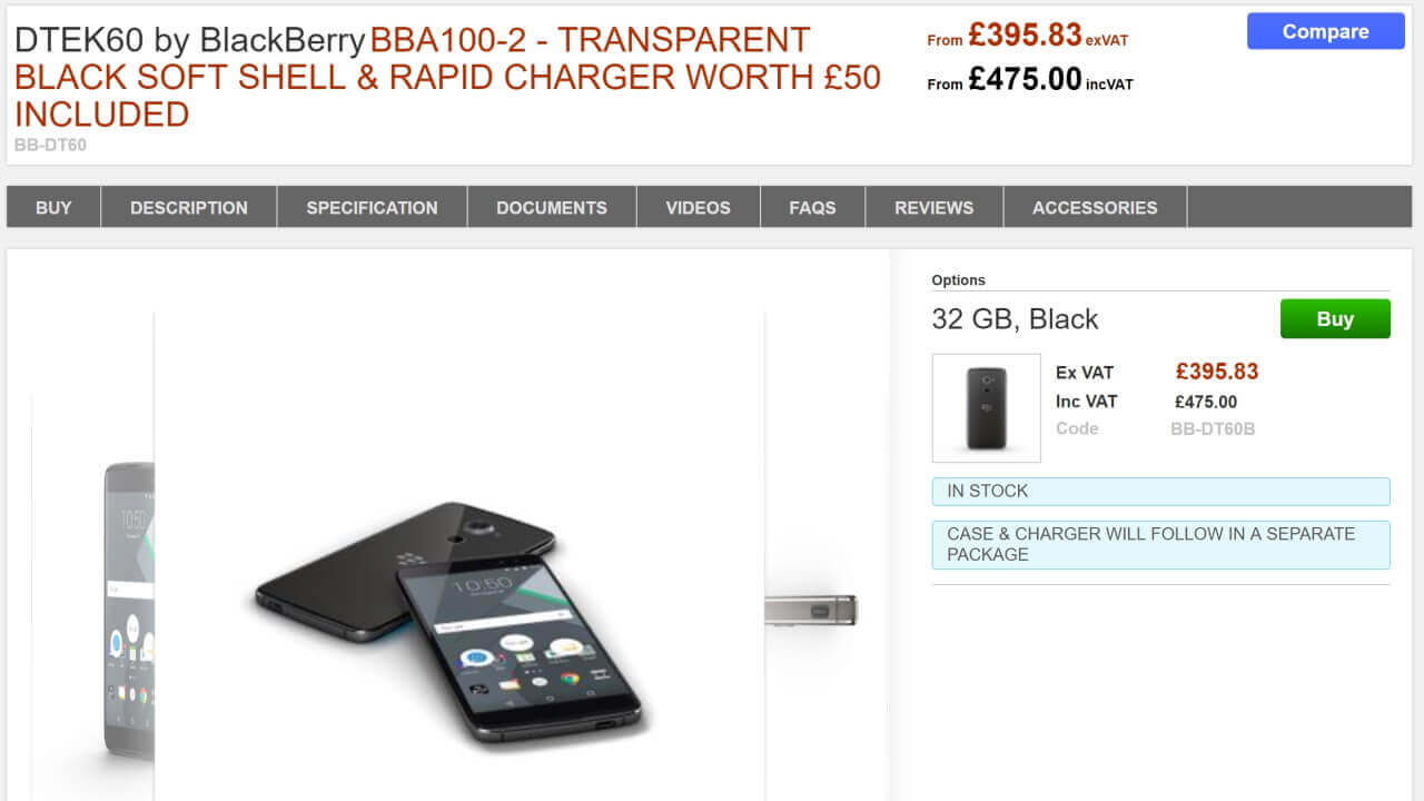 Clove/Handtec/Unlocked Mobilesに「BlackBerry DTEK60」入荷