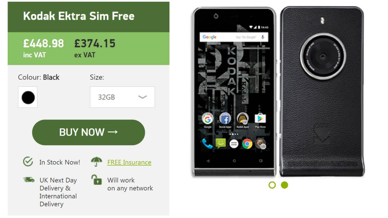 英Unlocked Mobilesに「KODAK EKTRA」入荷