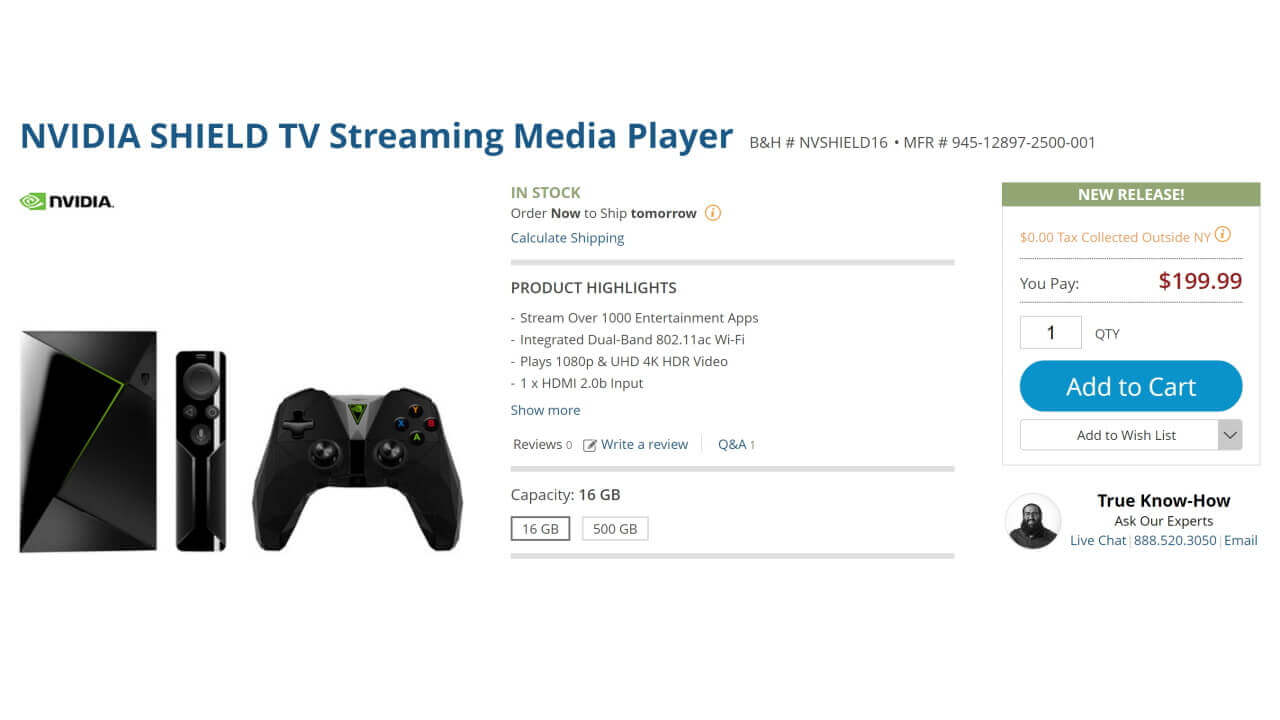 米B&Hに新型「NVIDIA SHIELD TV」入荷