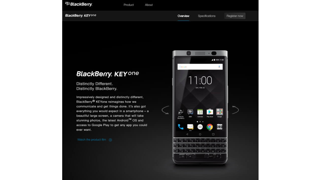 BlackBerry、「BlackBerry KEYone」製品ページ誤公開