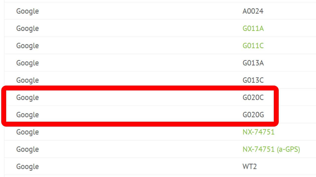 謎のGoogleスマートフォン「G020C/G」PTCRB認証取得
