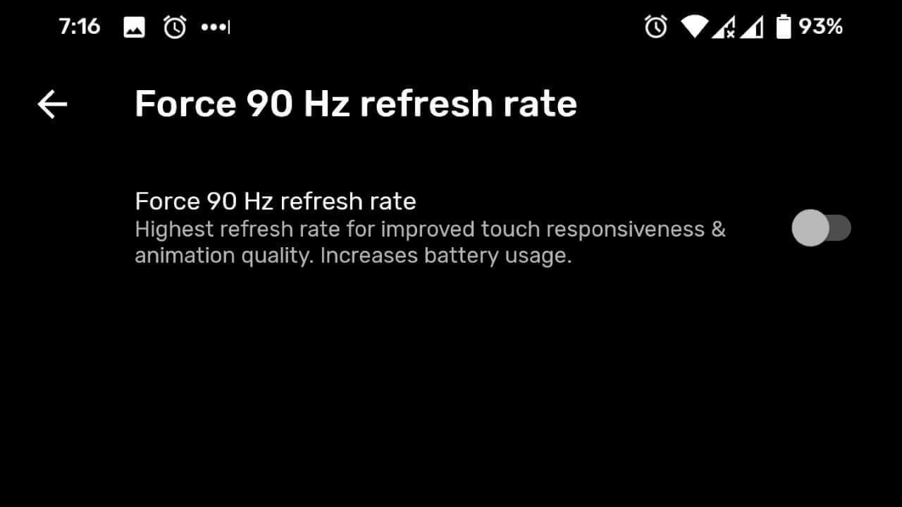 「Pixel 4」リフレッシュレート強制90Hz設定