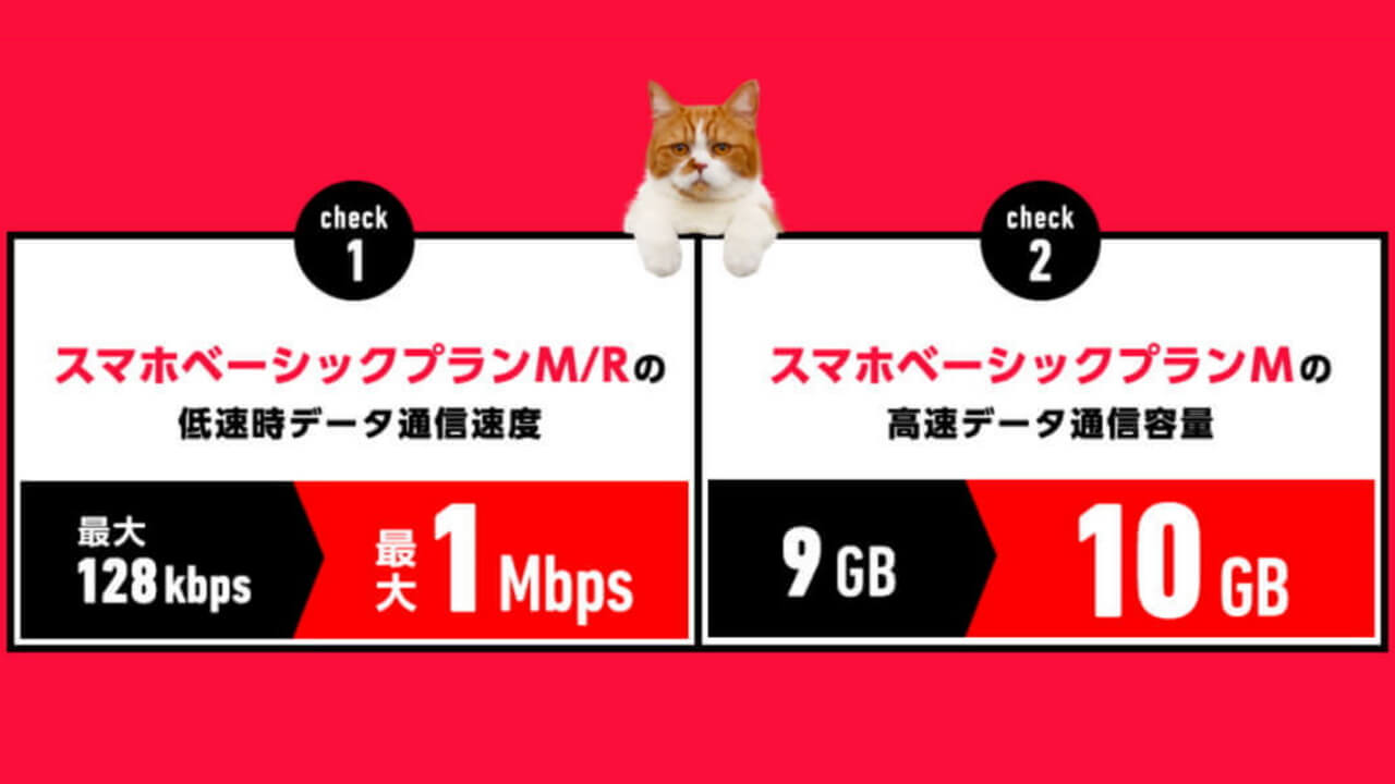 ワイモバイルの「スマホベーシックプラン M/R」超過時最大1Mbps開始