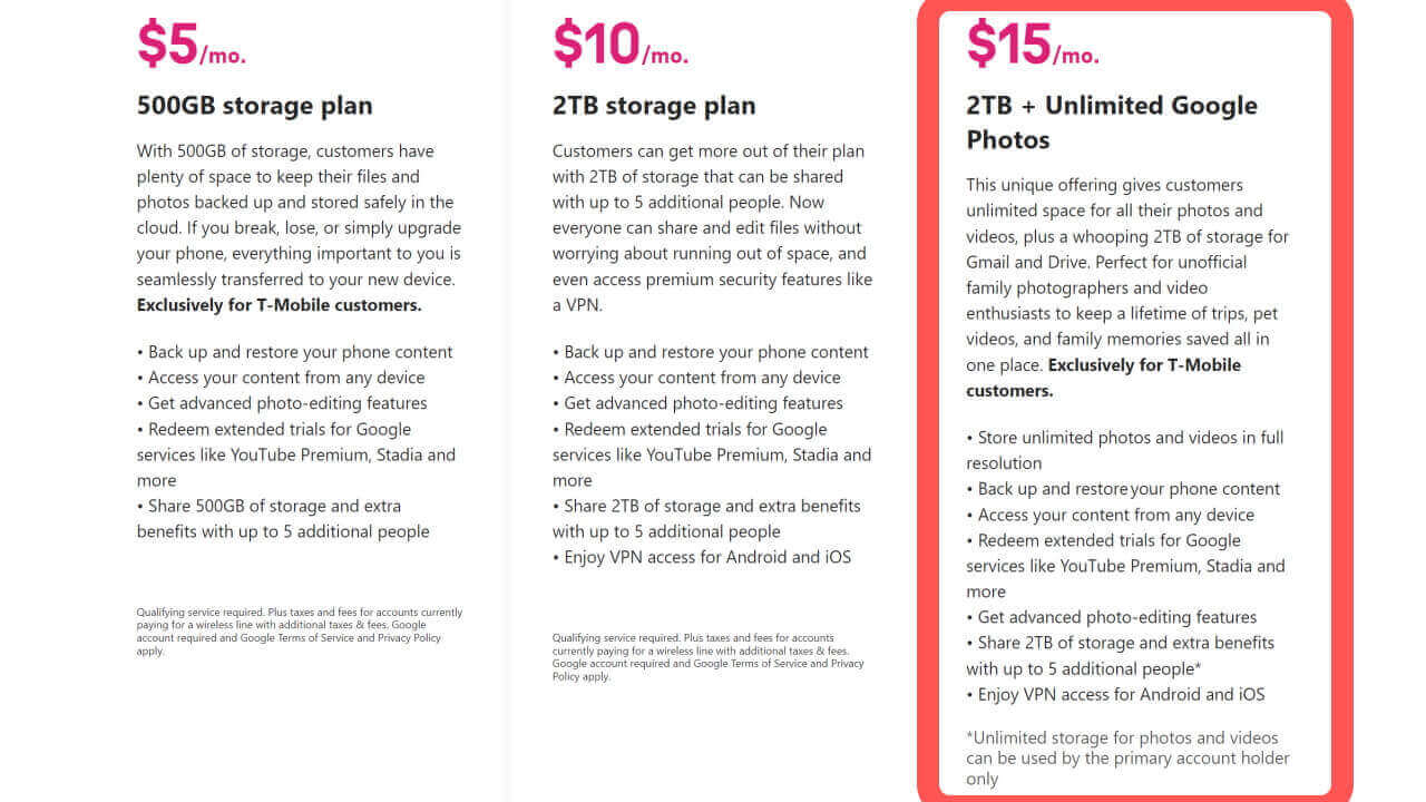 Google Photos T-mobile