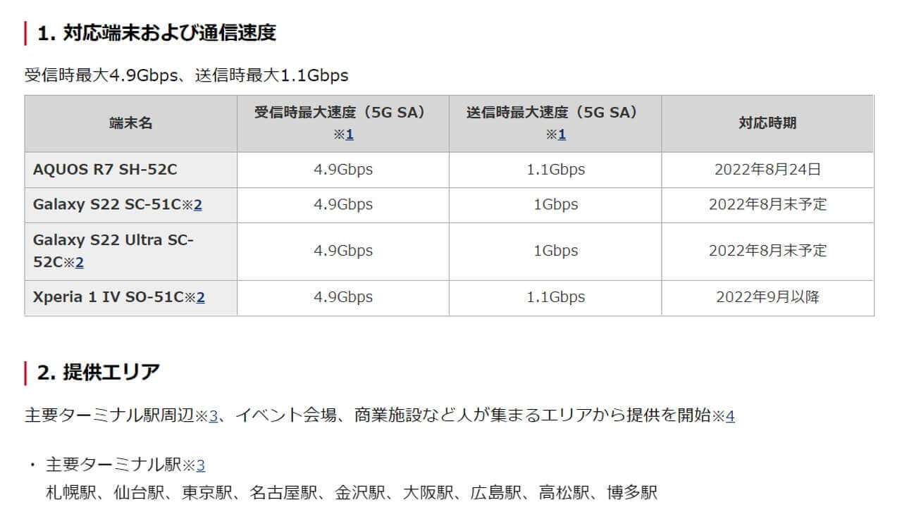 NTT Docomo 5G SA