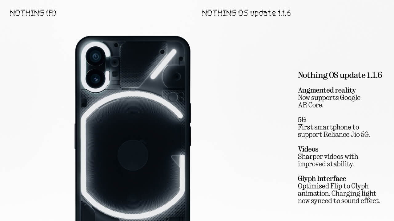 ARCore対応！「Phone (1)」Nothing OS v1.1.6アップデート配信