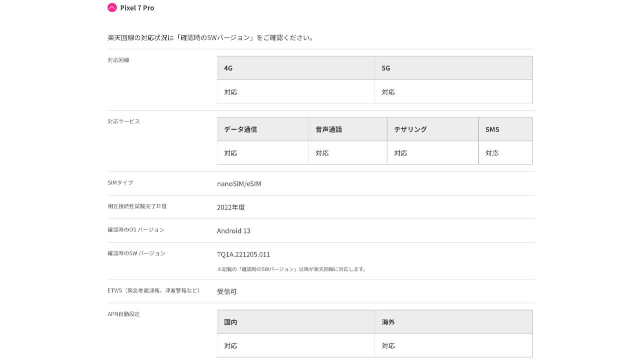 Pixel 7 Pro Rakuten MObile