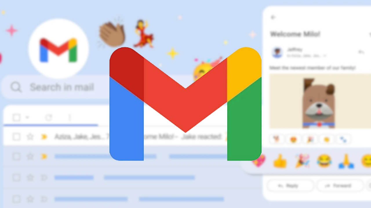「Gmail」絵文字リアクション対応